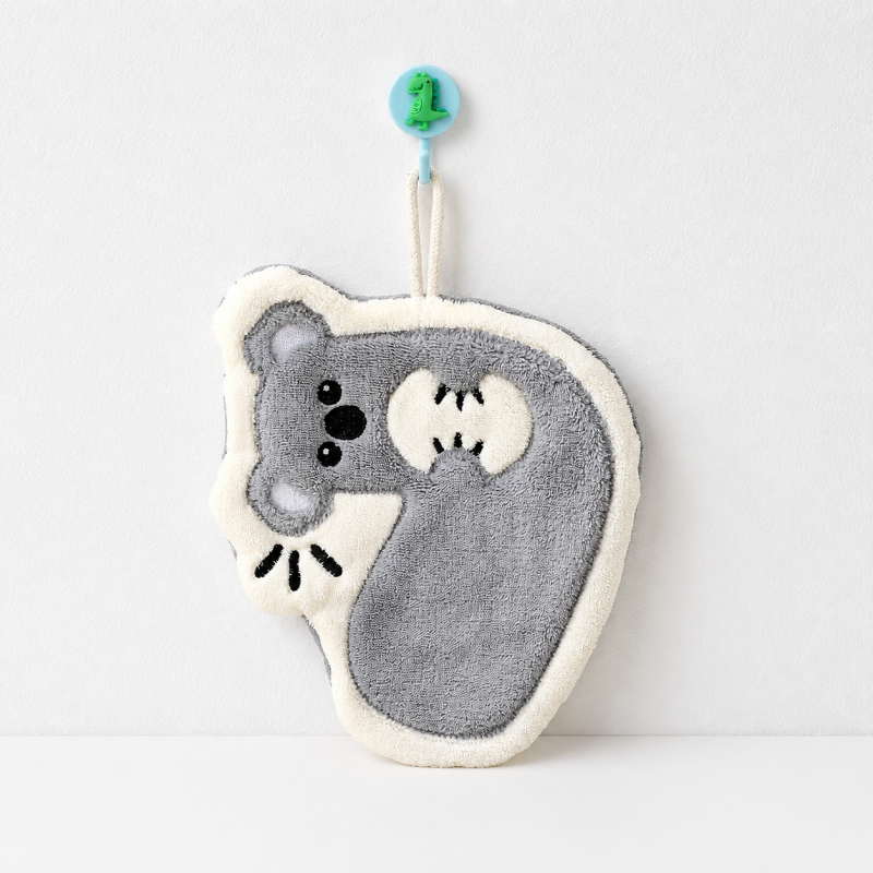 CouldNook Cartoon Coral Fleece Hand Towel‑Hanging Absorbent Cloth