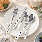 CouldNook Ceramic Handle Flatware - Geometric Pattern Dining Collection