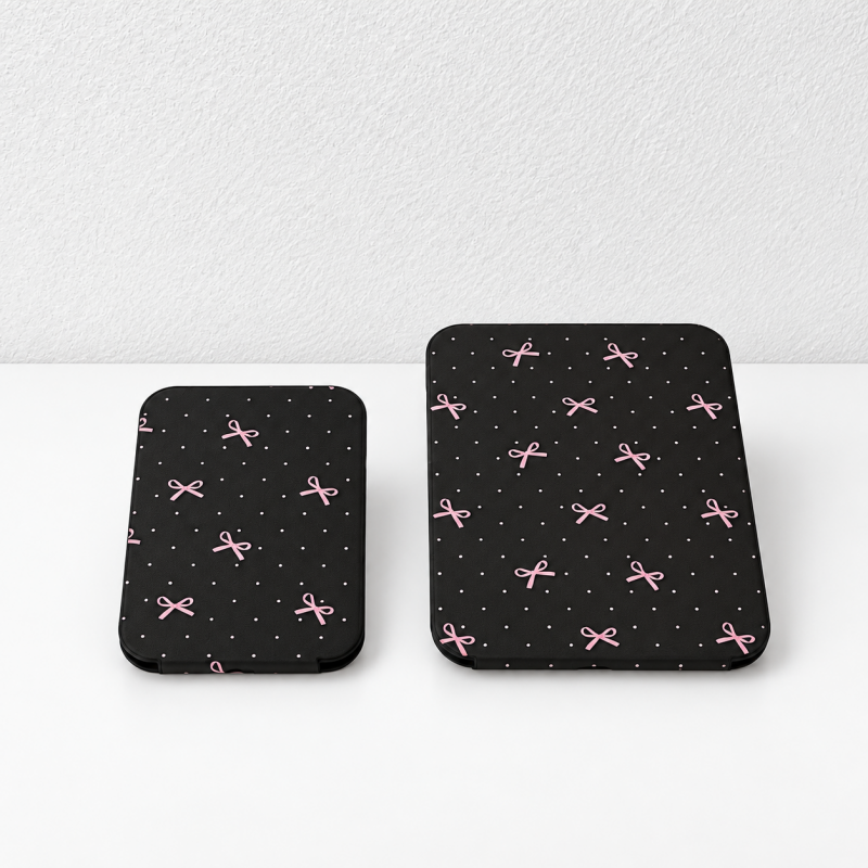 CouldNook Patterned Folding Mirror - Printed Cover And Fold-Back Tabletop Support