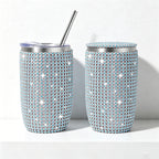 CouldNook 12oz Bling Rhinestone Stemless Wine Tumbler - Clear Lid & Straw (Leopard & Ombre Series)