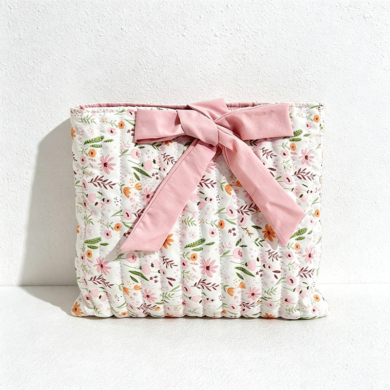 CouldNook Quilted Cosmetic Bag - Floral Prints and Bow Pattern Options