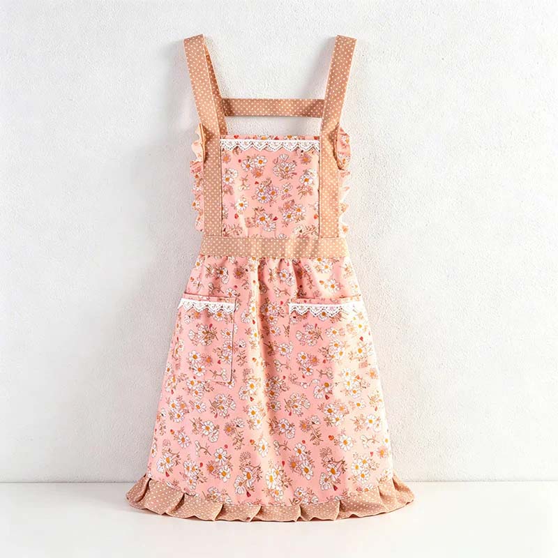 Floral Princess Apron - Polyester Backband Kitchen Apron