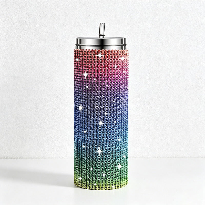 CouldNook 20oz Rhinestone Tumbler-Stainless Steel Vacuum Insulated Straight Body Tumbler with Straw