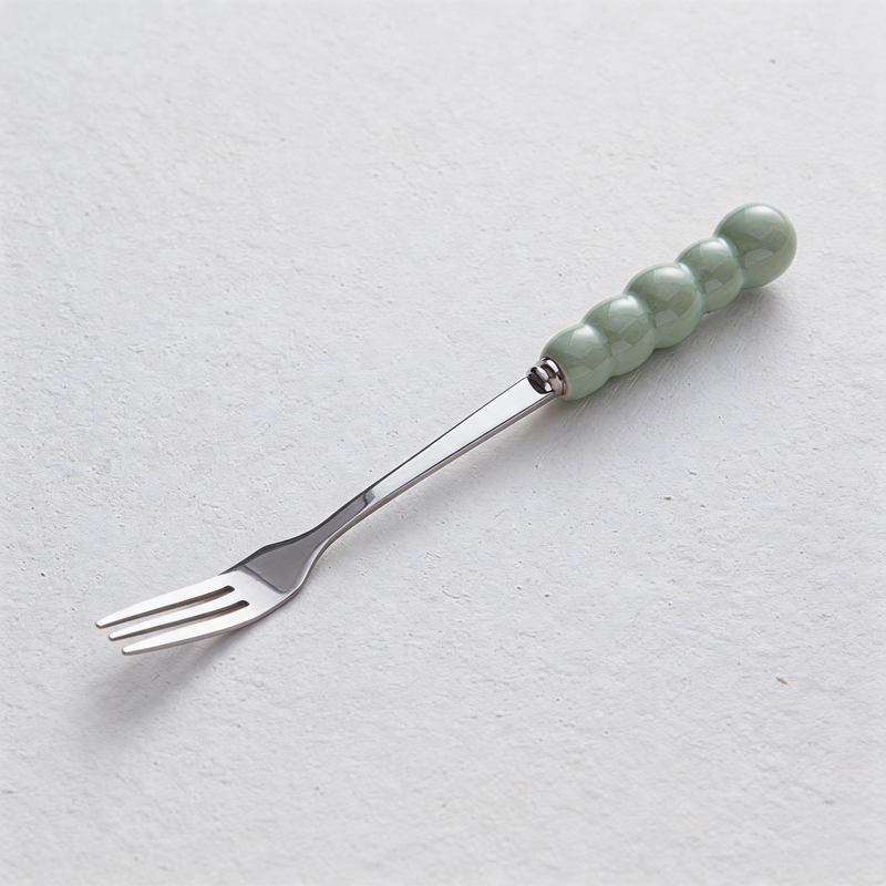 Bubble Handle Stainless Steel Fruit Fork – Aesthetic Dessert & Appetizer Tableware