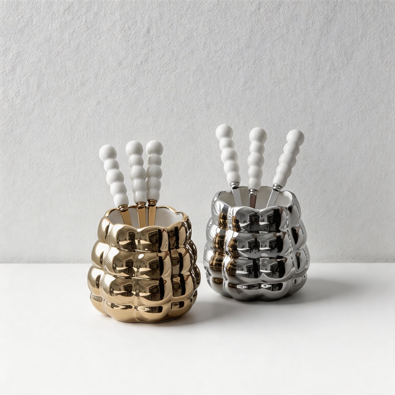 CouldNook Bubble Ceramic Storage Jar -  Aesthetic Multi-Purpose Utensil Storage Kit
