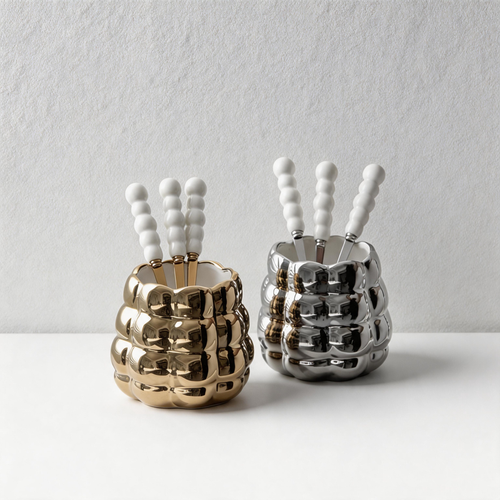 CouldNook Bubble Ceramic Storage Jar -  Aesthetic Multi-Purpose Utensil Storage Kit
