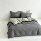 CouldNook Reversible Solid Duvet Cover - Ultra-Soft Washed Cotton Feel (Dark Colors)