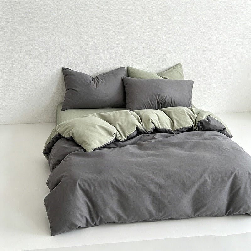 CouldNook Reversible Solid Duvet Cover - Ultra-Soft Washed Cotton Feel (Dark Colors)
