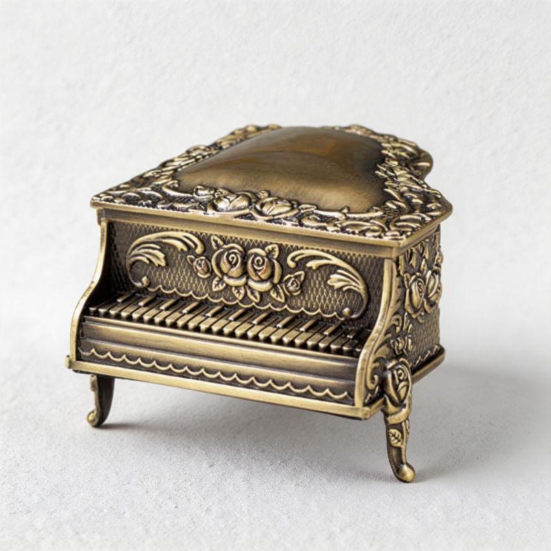 CouldNook Artistic Piano Motif Jewelry Box - Aesthetic Metallic Storage Case