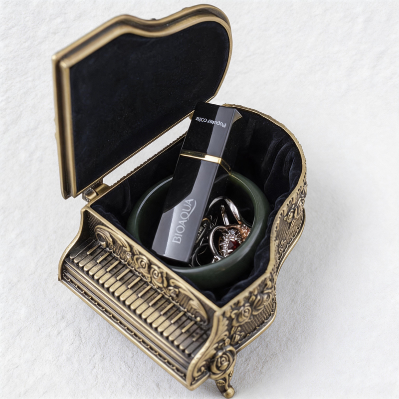 CouldNook Artistic Piano Motif Jewelry Box - Aesthetic Metallic Storage Case