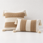 CouldNook Tasseled Cushion Cover - Woven Patterns And Four Corner Tassels