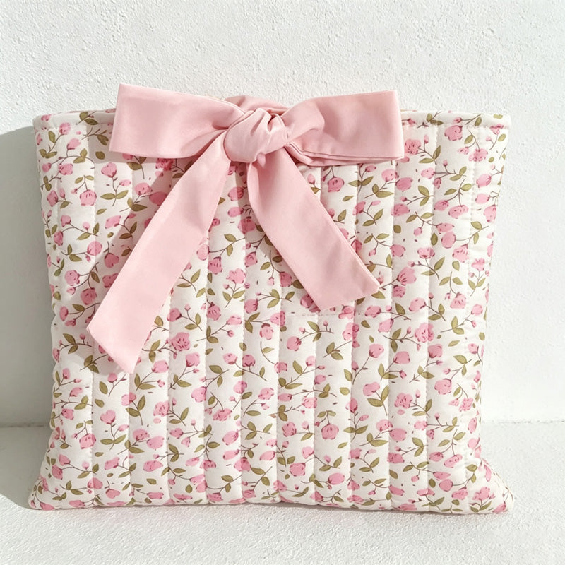 CouldNook Quilted Cosmetic Bag - Floral Prints and Bow Pattern Options