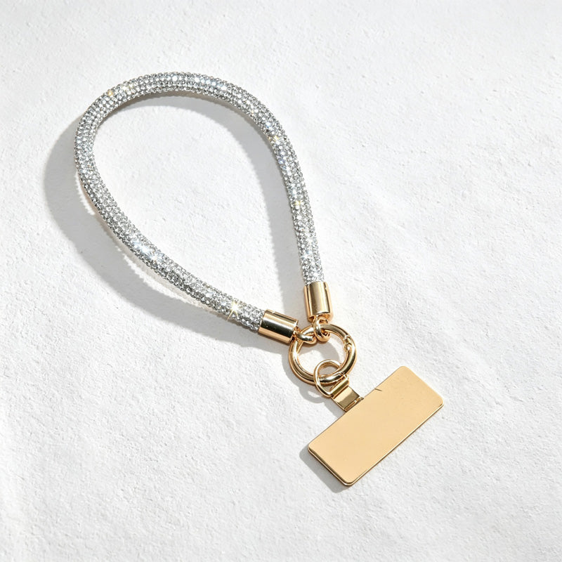 CouldNook Rhinestones Set Wrist Phone Strap with Square RhinestonesAccents