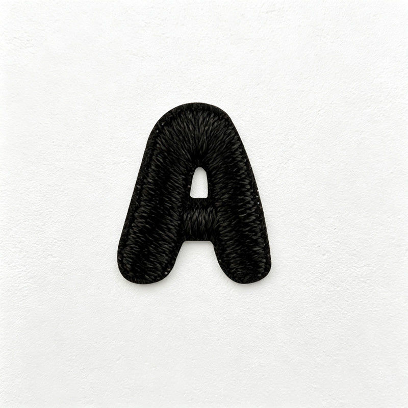 CouldNook Mini Alphabet Applique Patch - Black Embroidered Letter Options