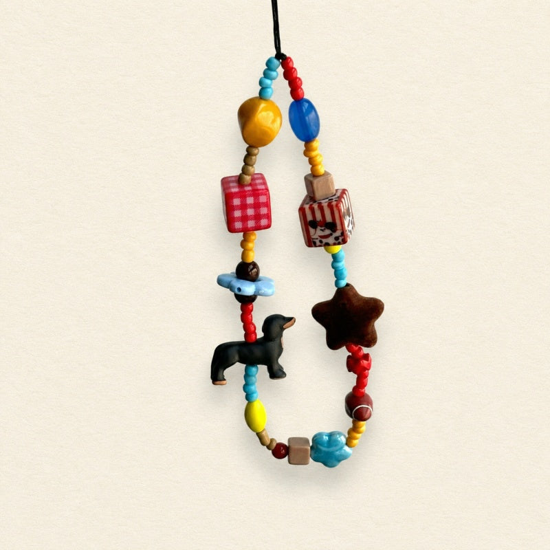 CouldNook Mixed Motif Beaded Phone Charm - Loop Cord Attachment