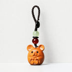 CouldNook Golden Sandalwood Chinese Zodiac Charm‑Wooden Phone & Bag Hanging Pendant