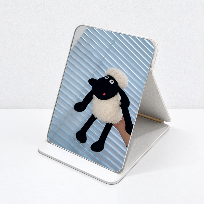CouldNook Patterned Folding Mirror - Printed Cover And Fold-Back Tabletop Support