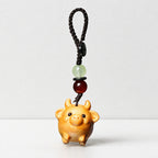 CouldNook Golden Sandalwood Chinese Zodiac Charm‑Wooden Phone & Bag Hanging Pendant