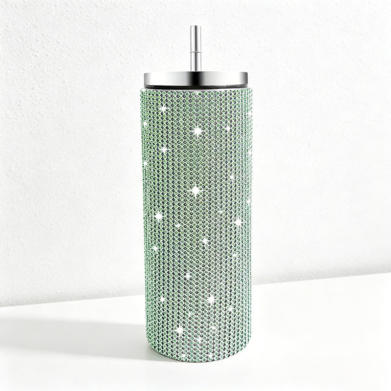 CouldNook 20oz Rhinestone Tumbler-Stainless Steel Vacuum Insulated Straight Body Tumbler with Straw