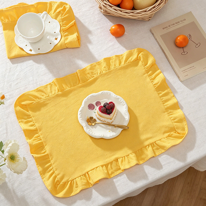 CouldNook French Style Cotton Ruffled Napkins & Placemats – Reusable Table Linens for Dining & Decor