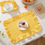 CouldNook French Style Cotton Ruffled Napkins & Placemats – Reusable Table Linens for Dining & Decor