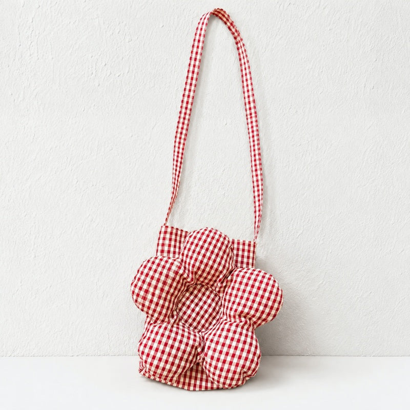 CouldNook Gingham Floral Quilted Crossbody Bag - Snap Closure