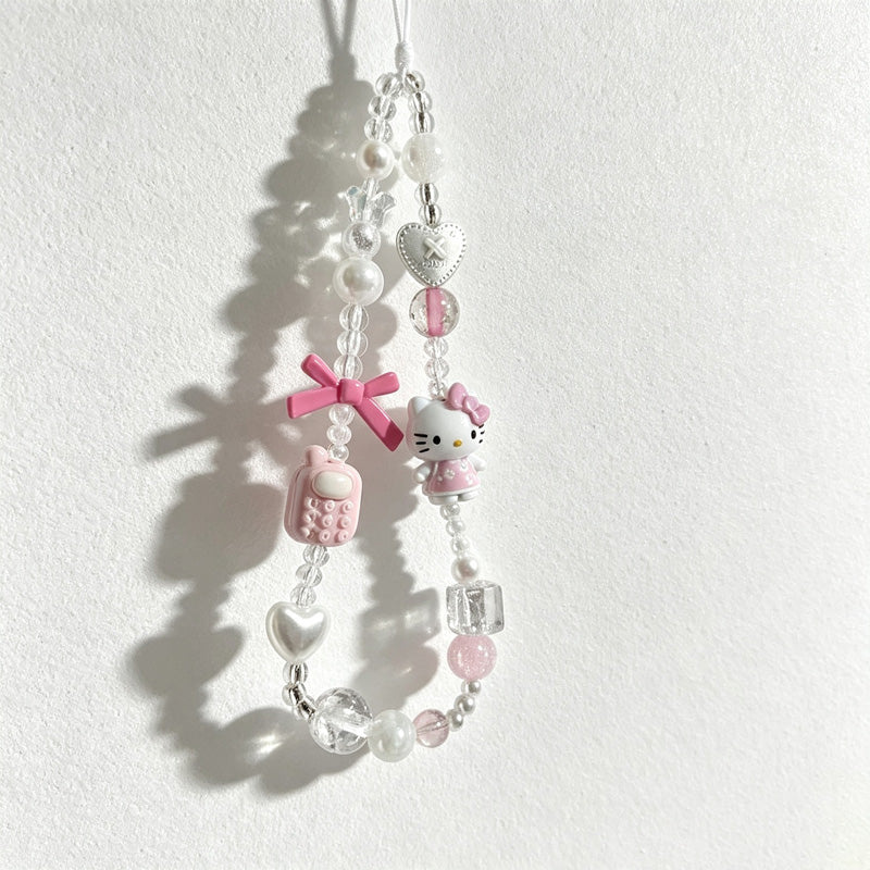 CouldNook Cat Figure Beaded Phone Charm - Loop Cord Attachment