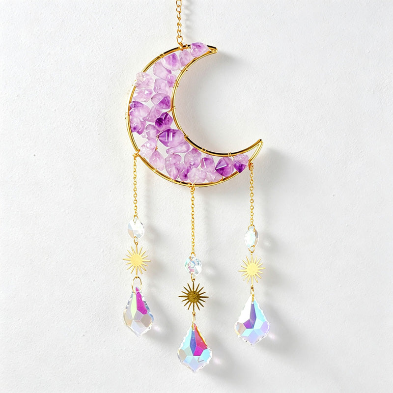 CouldNook Amethyst Moon Suncatcher - Crystal Drop Wall Accent