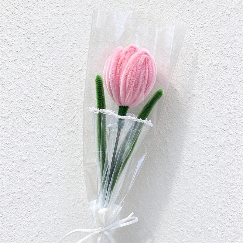 Artificial Tulip Stem with Sheer Gift Wrap