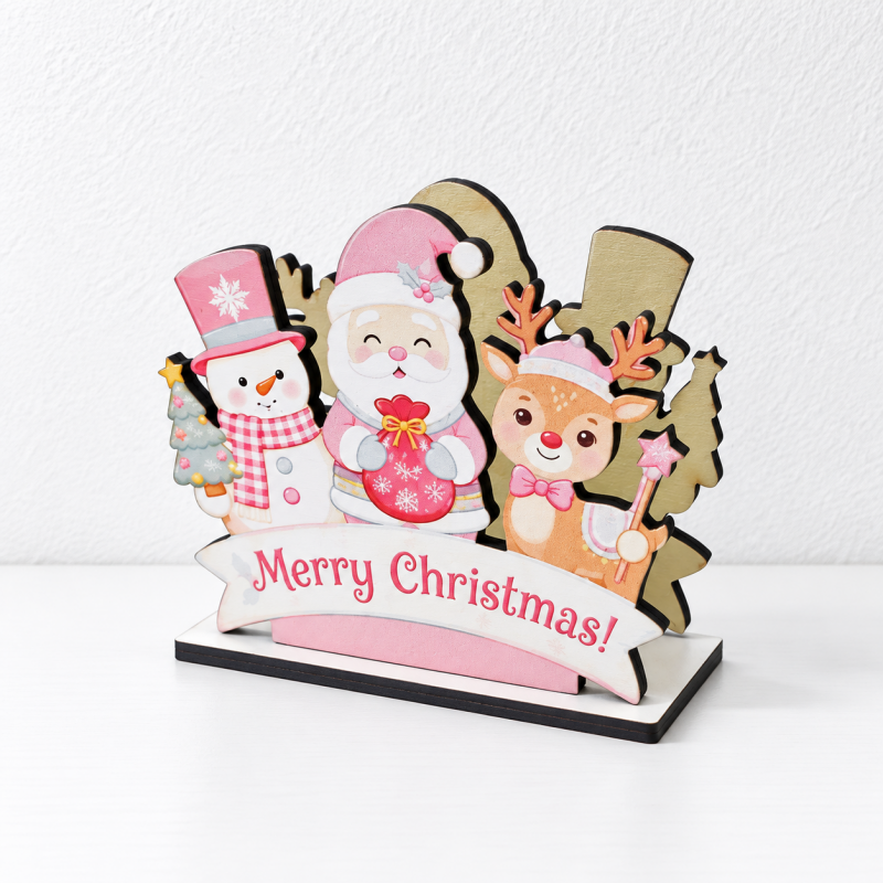 CouldNook Christmas Napkin Holder - Wooden Base And Festive Cutout Sides