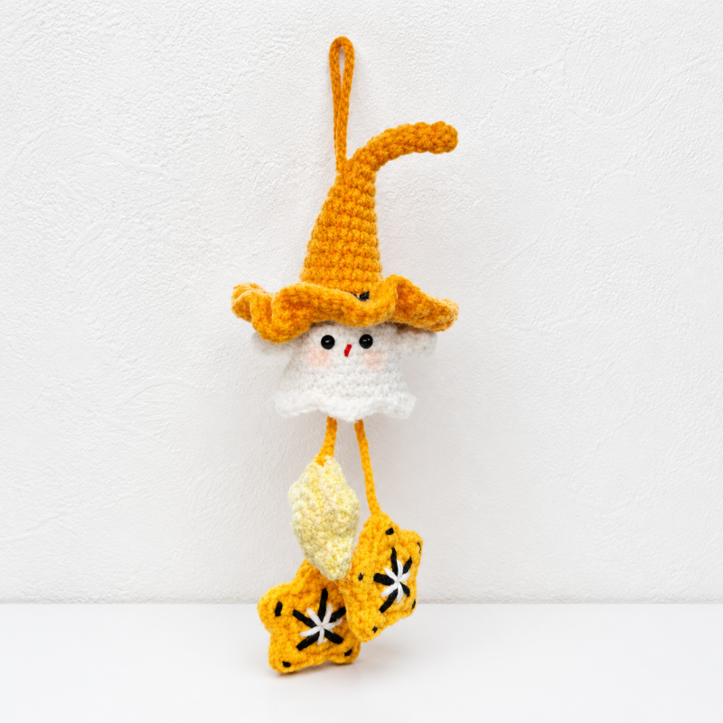 CouldNook Yarn Hanging Ornament - Witch Ghost and Apple Designs