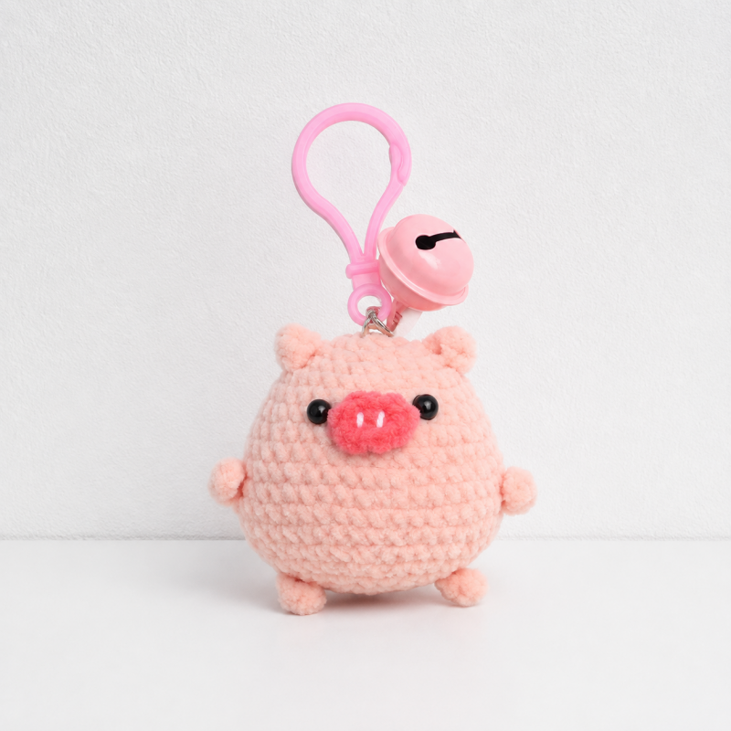 CouldNook Pig Figure Keychain - Rounded Body and Bell Clip