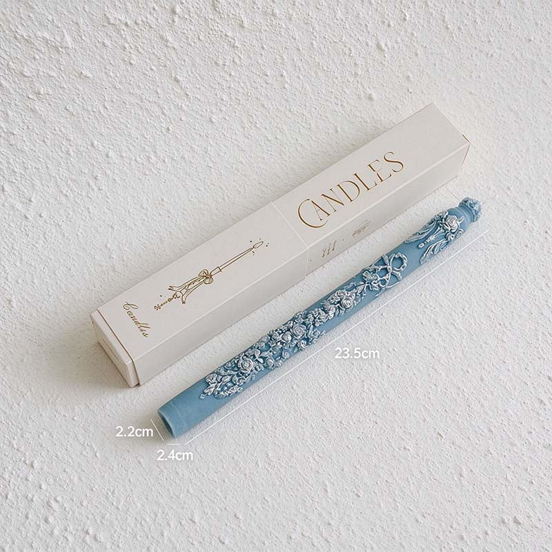 CouldNook Floral Relief Taper Candle - Raised Ornament