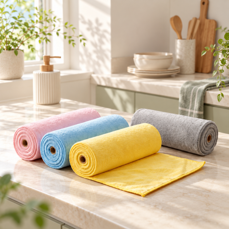 Tear-Off Microfiber Cleaning Cloths on a Roll