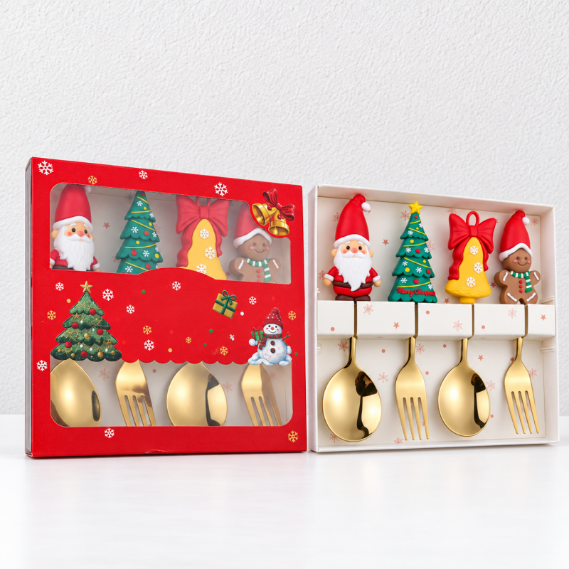 CouldNook Christmas Stainless Steel Cutlery - Festive Character Handle
