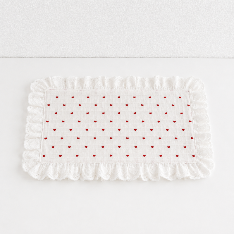 CouldNook Heart Cotton Lace Placemat - Ruffled Table Mat