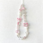 CloudNook Beaded Phone Wrist Strap-Pink Cat Bow Charms