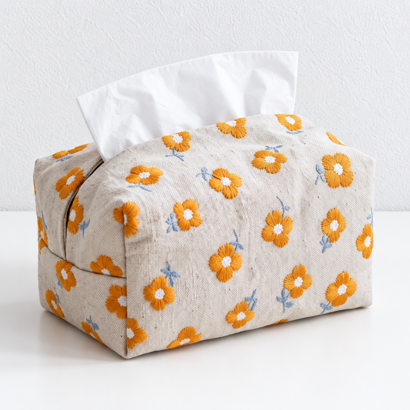 CouldNook Floral Fabric Tissue Holder - Quilted Box Cover