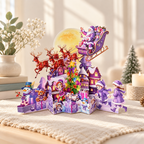 CouldNook Christmas Pop-Up Card - Purple Village and Flying Reindeer Scene