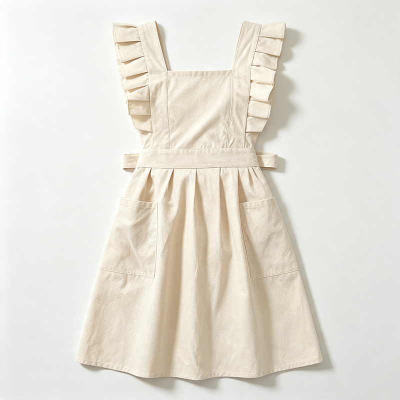 CouldNook Blue Ruffle Apron - Calm Pinafore Kitchen Layer