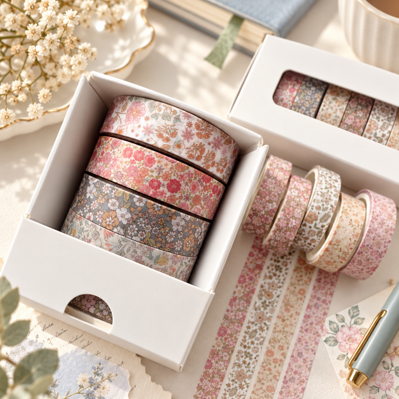 Vintage-Inspired Washi Tape Set - Eight Coordinated Rolls