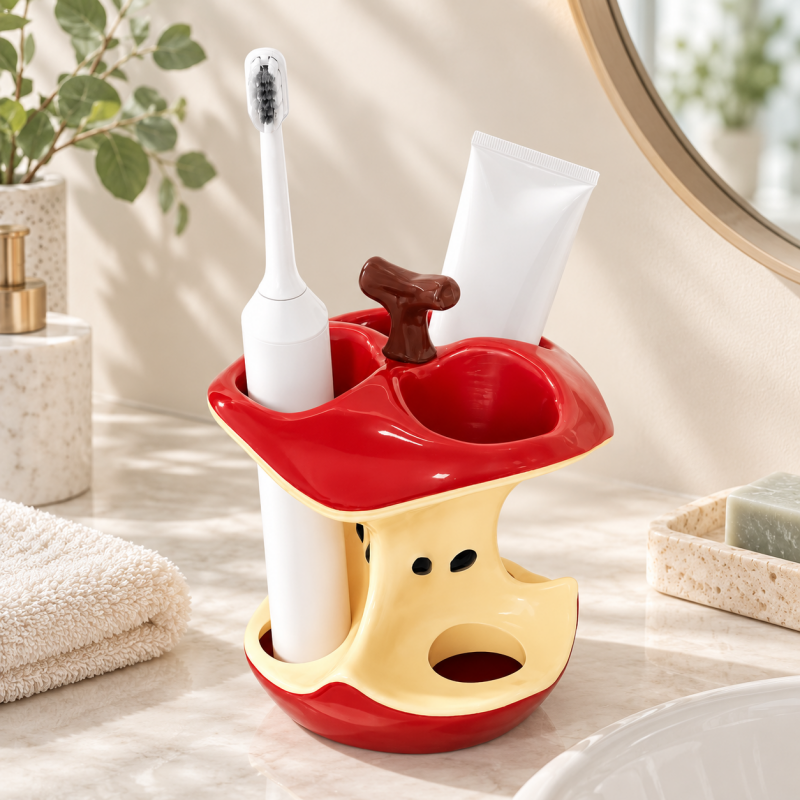Apple Core Toothbrush Holder for Bathroom Counters