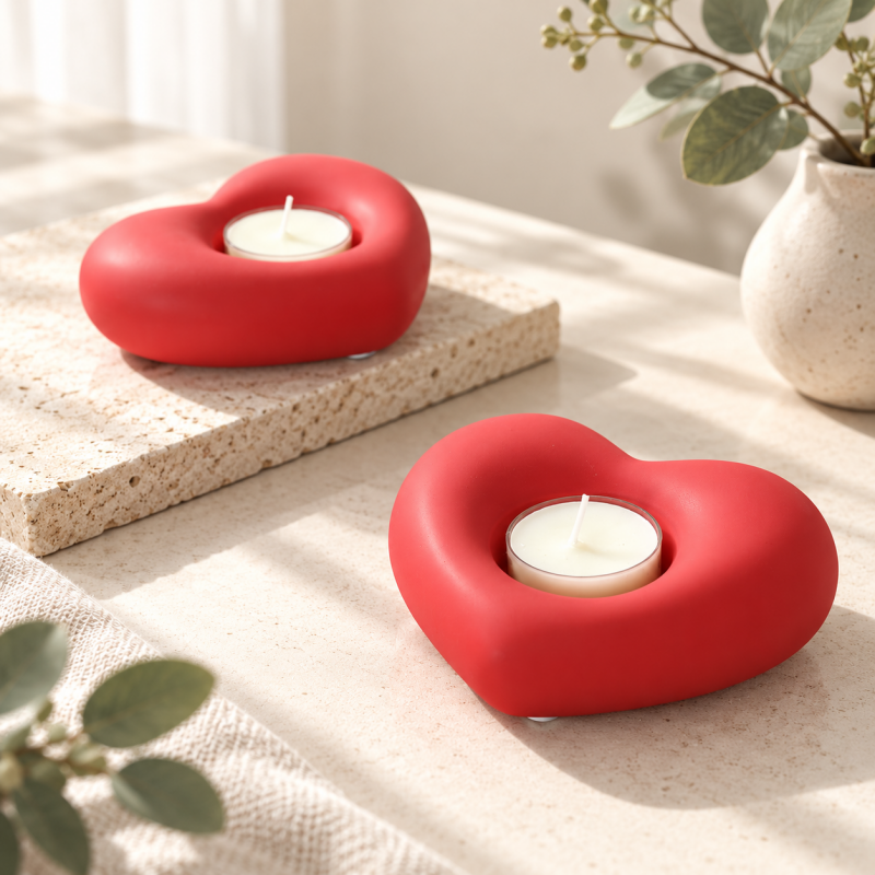 CouldNook Heart Tealight Candle Holder - Rounded Ceramic