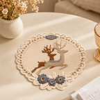 CouldNook Embroidered Deer Table Mat- Soft Dining Accent