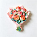 CouldNook Rose Bouquet Fridge Magnet - Layered Blooms and Wrapped Floral Shape
