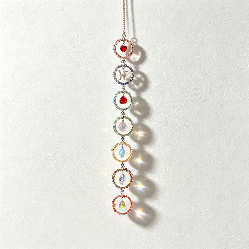 CouldNook Seven Ring Suncatcher - Colorful Stone Chip Outlined Circles
