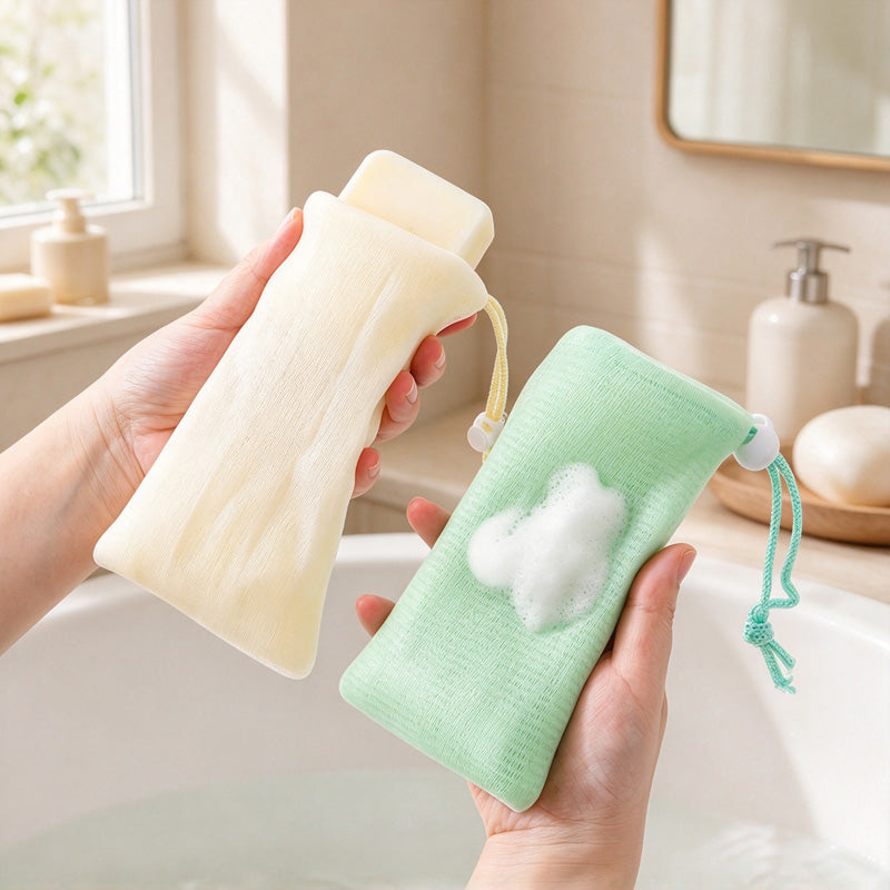 CouldNook Drawstring Foaming Net - Layered Mesh Pouch and Sliding Cord Lock