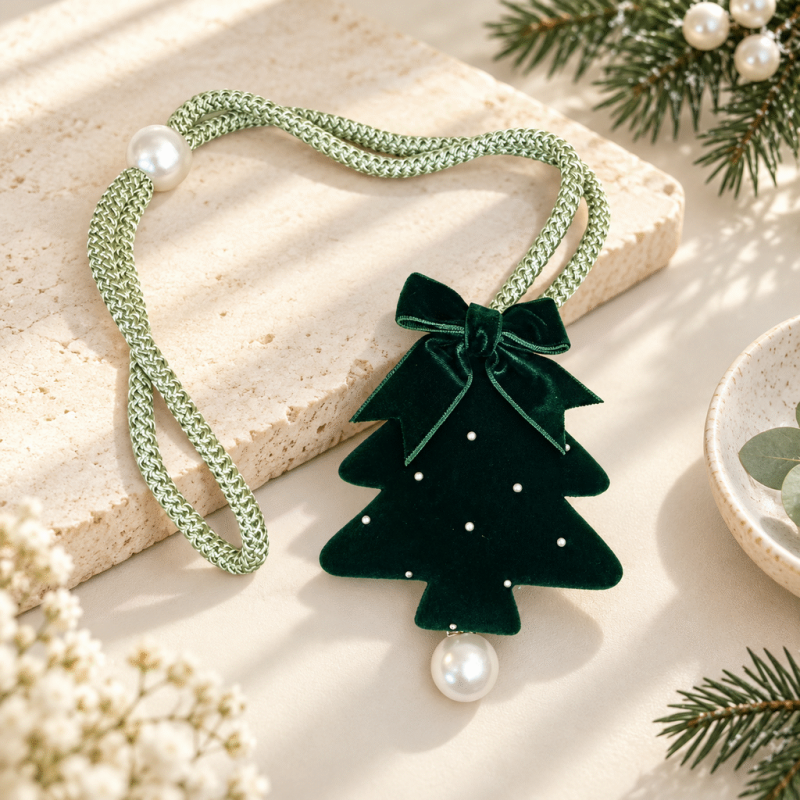 CouldNook Christmas Tree Curtain Tieback - Bow Pendant