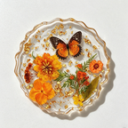CloudNook Dried Flower Resin Coaster‑Butterfly Decor Cup Mat