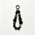 CloudNook Beaded Phone Wrist Strap-Black Plush Cat Charms